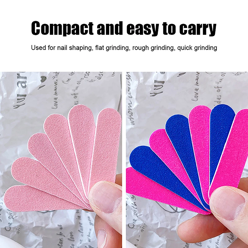 10Pcs Double Side Nail Polish Sanding Disposable Mini Nail File Buffer Strips Grinding Polishing Manicure Care Tools