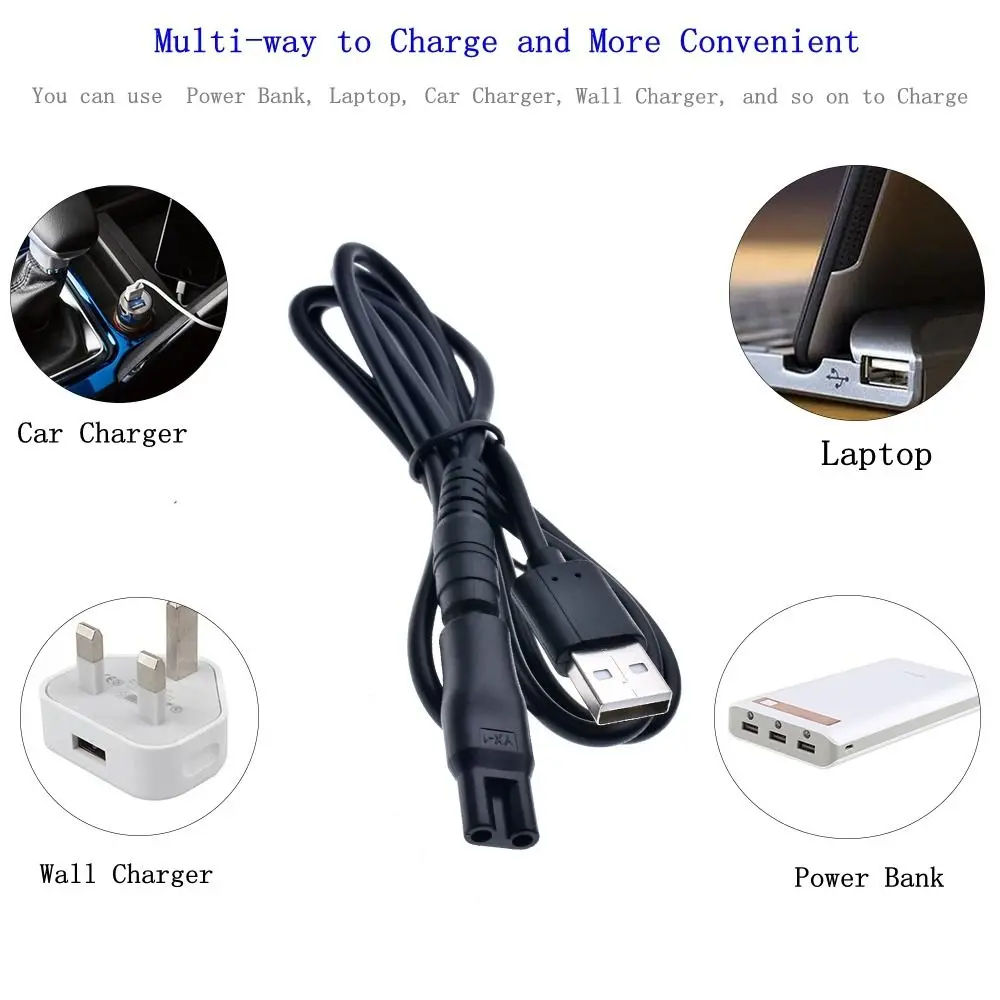 8 PCS Power Cord 5V Replacement Charger USB Adapter Suitable for All Kinds of Electric Hair Clippers