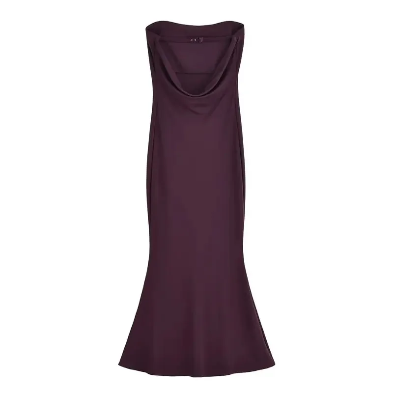 

Women's Solid Color Off-Shoulder Sleeveless Backless Zipper Long Slim Fit Summer Party Dress Fashionable 2025 Style