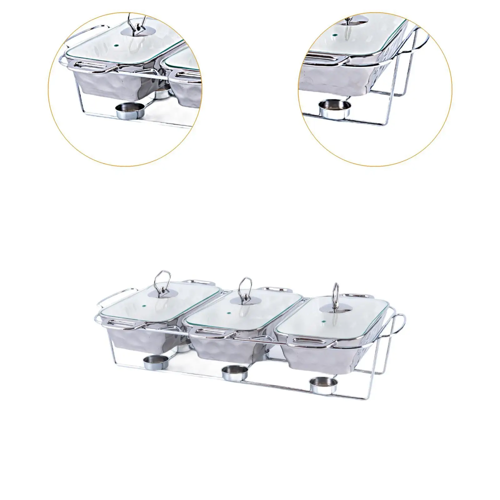 Chafing Dish with Handles Rectangular Household Portable Premium Buffet Display Casserole Dish for Banquet Wedding Holiday Event
