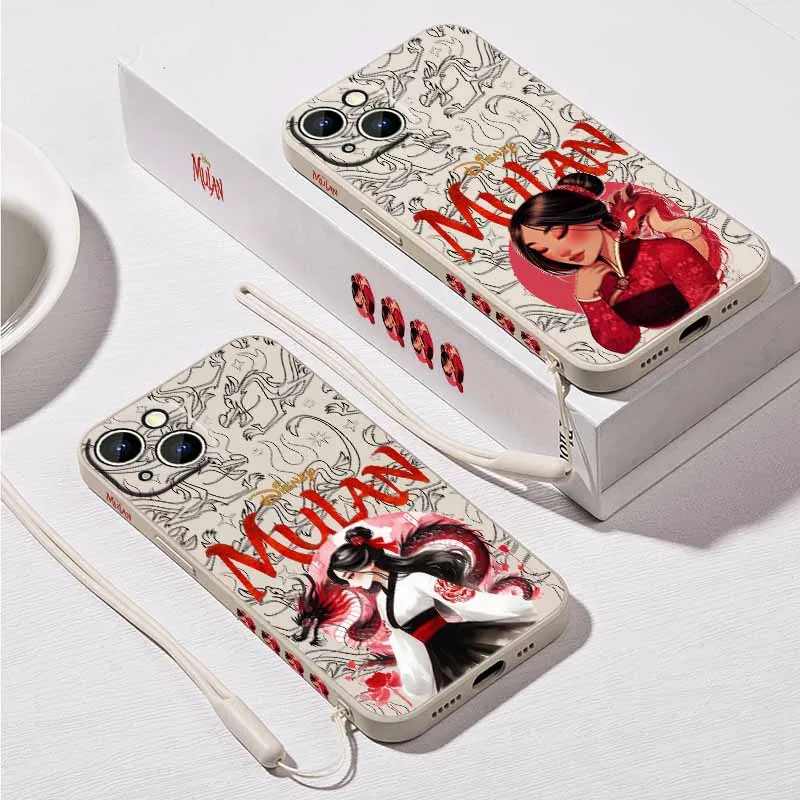 Disney mulan bonito para samsung galaxy a35 a40 41 42 50 51 52 53 54 55 60 70 71 72 73 56 36 capa de telefone com corda esquerda líquida