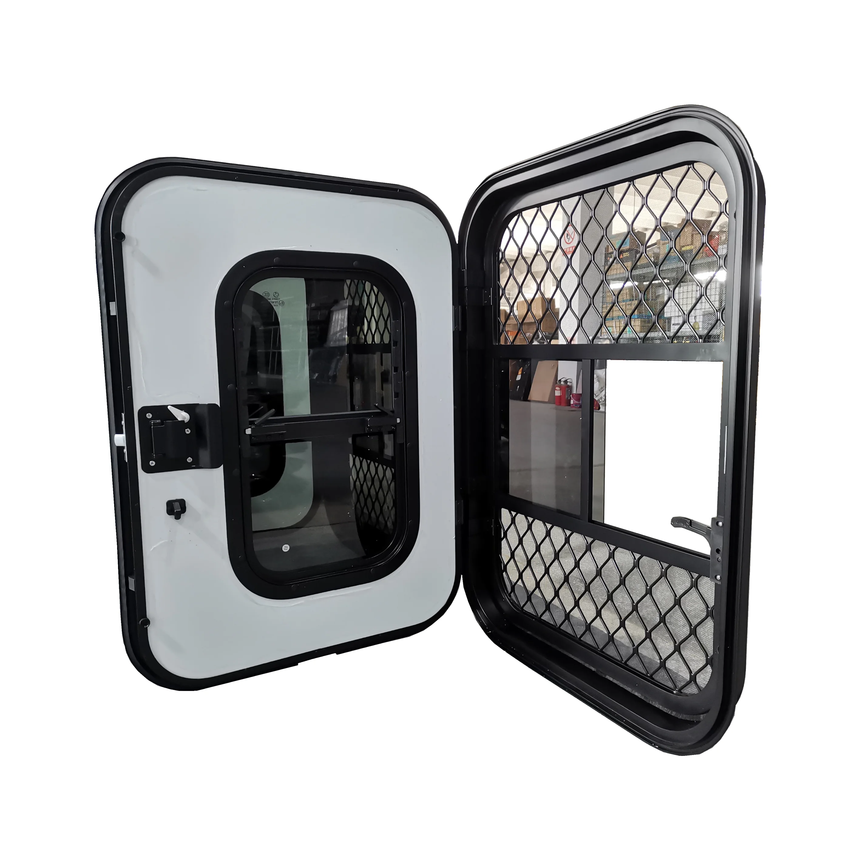 

Customized Aluminum Alloy Vertical Sliding Window Single-point Lock Teardrop Door For RV Trailer Caravan