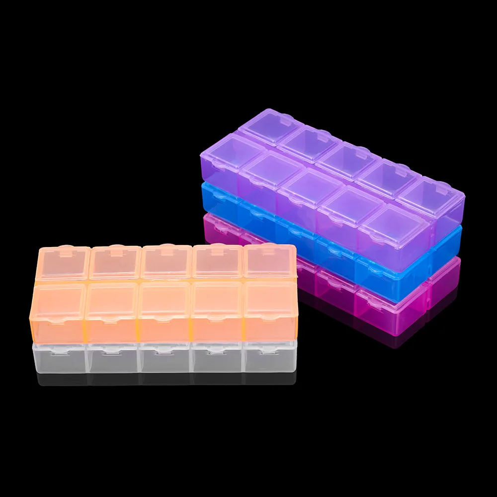 10 Grids Plastic Double Row Jewelry Accessorie Storage Box Case Holder Craft Organizer Beads Jewelry Display Organizer Container