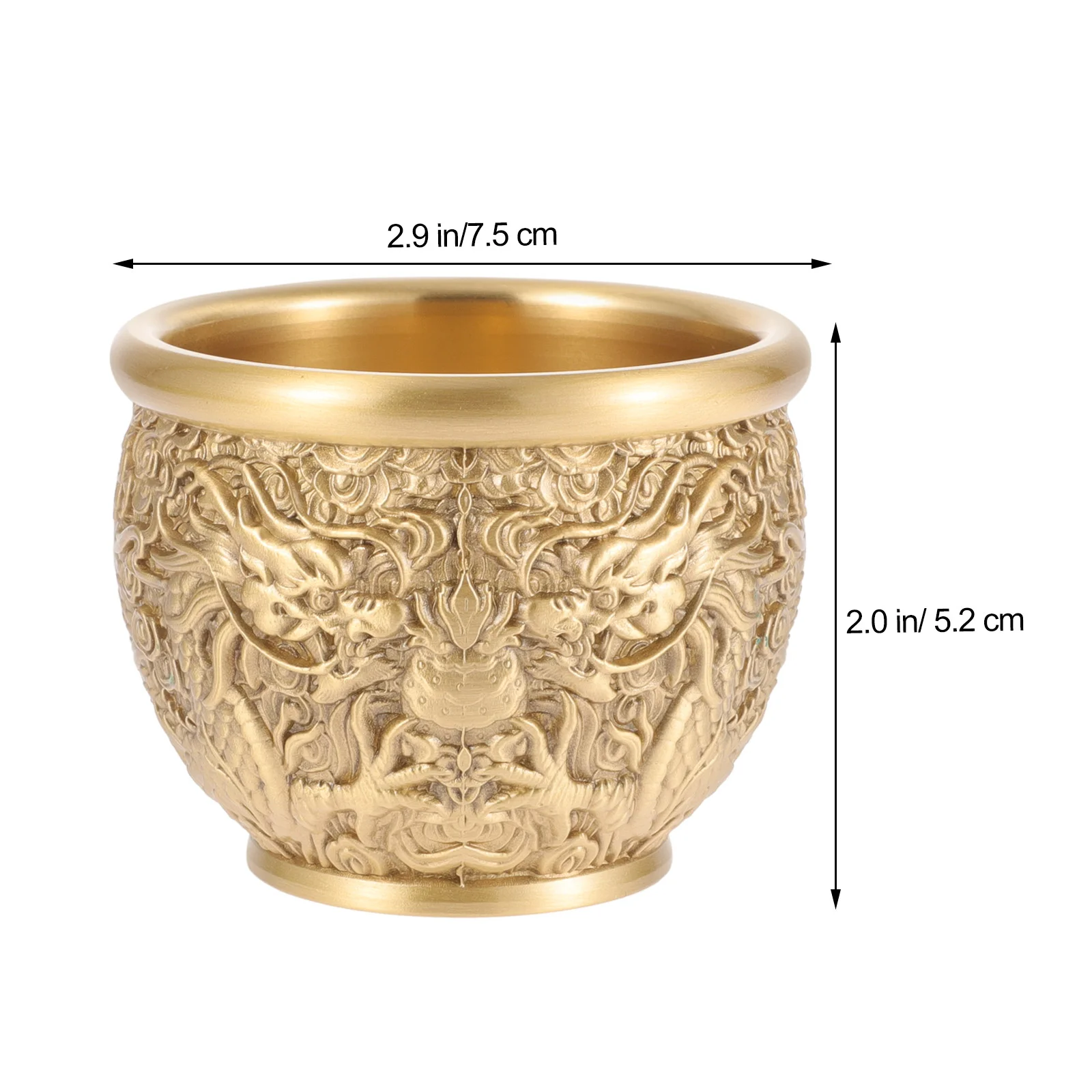 Decorative Bowl Brass Dragon Cylinder Wealth Tabletop Adornment Offering Treasure Golden Fortune Basin Chinese Office