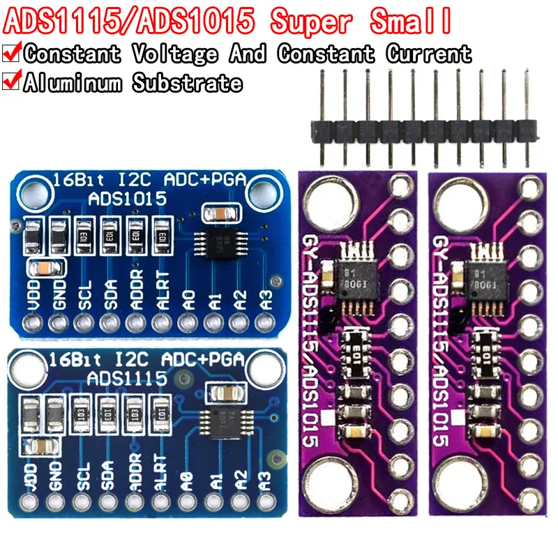 16 Bit I2C ADS1115 ADS1015 Module ADC 4 channel with Pro Gain Amplifier 2.0V to 5.5V for Arduino RPi