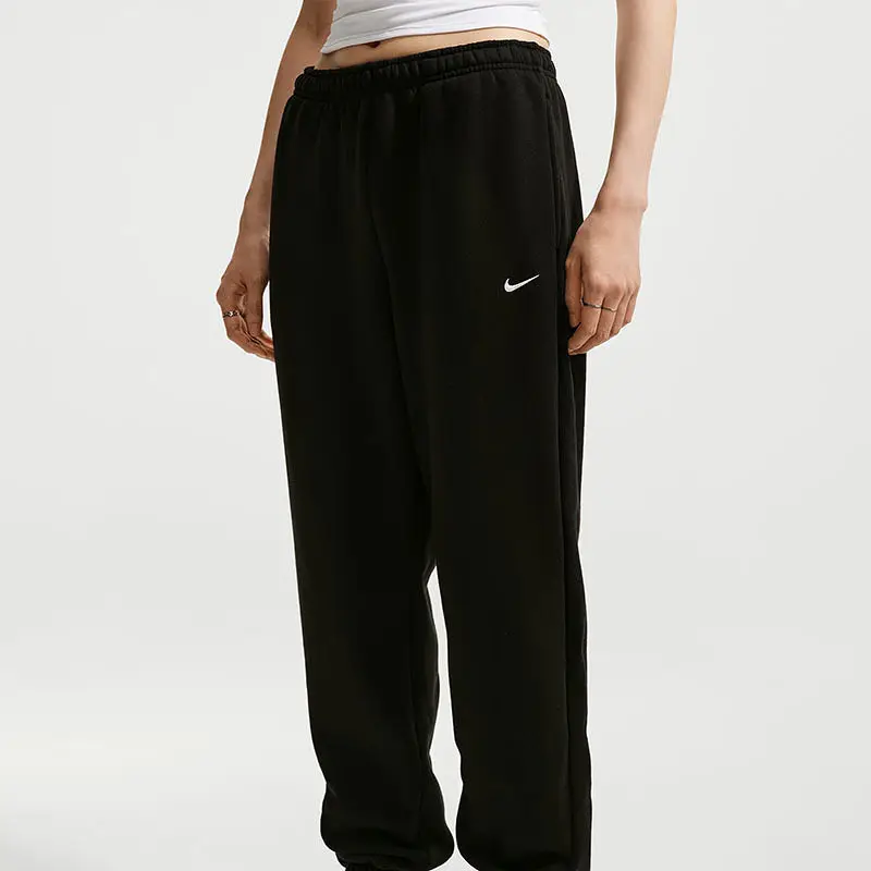 NIKE Nike Velvet High Waist Black Trousers Women's Pants Autumn Closure Loose IM8075-001