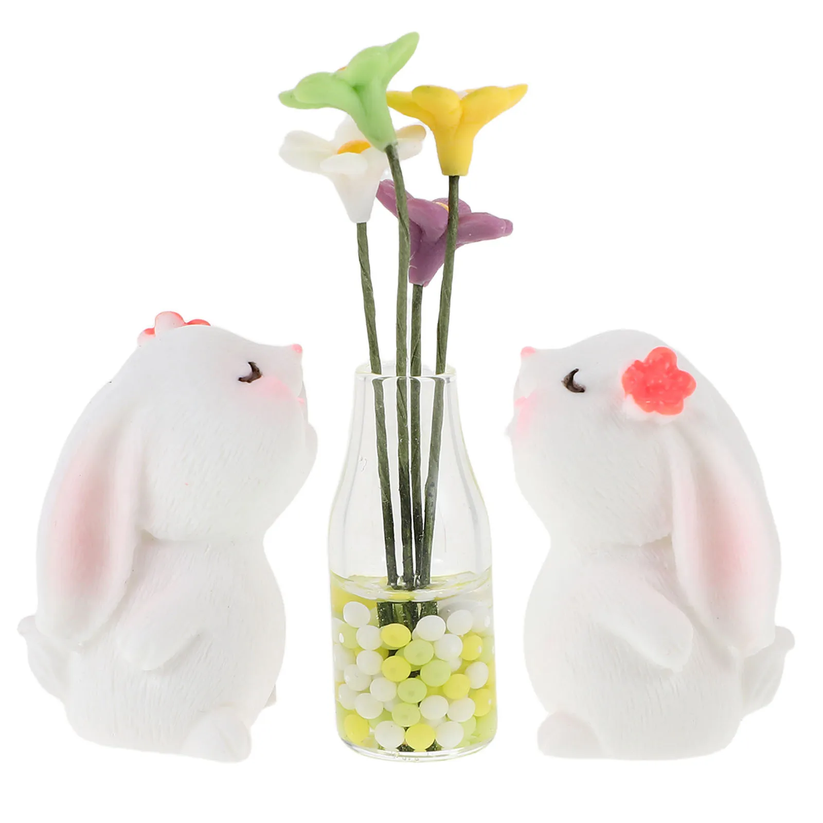 

Adorable Daisy Car Dashboard Ornament Small Bunny Statue Cute Decorations for Interior Center Console and Automotive