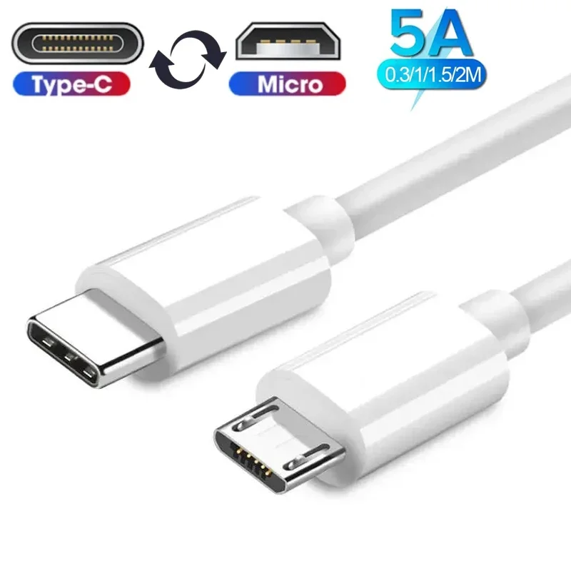 USB Type C to Micro USB Cable 5A Fast Charging USB C Adapter Cord for Samsung Huawei MacBook Pro OTG Mobile Phone Data Cabless