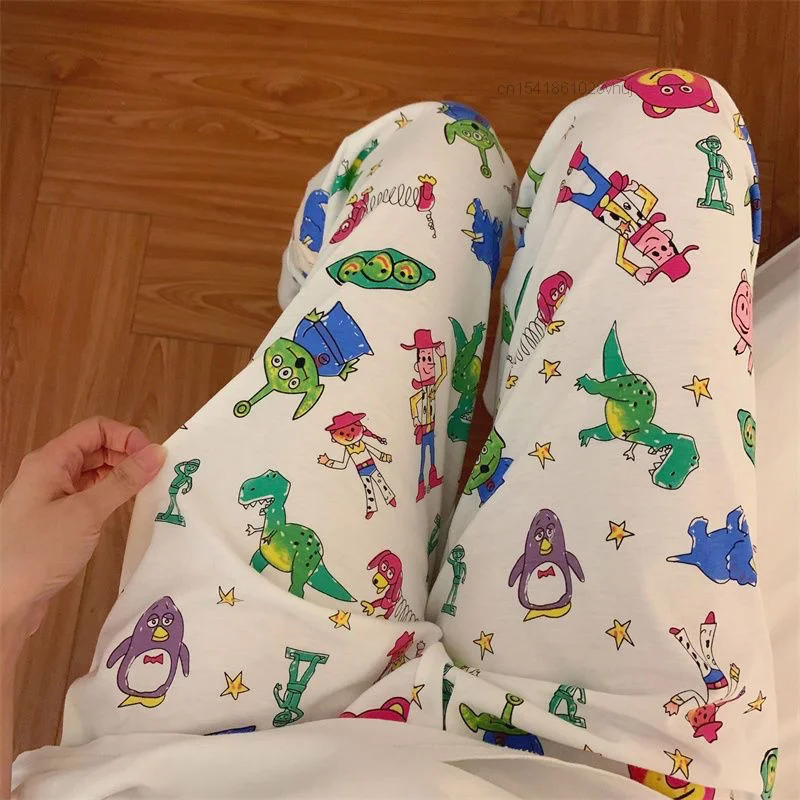 Toy Story Alien Cute New Pajamas Y2k Kawaii Anime Home Pants Female Cartoon Casual Loose Aesthetic Sleepwear Trousers Women