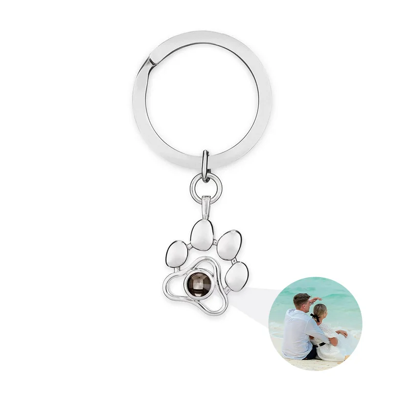 تخصيص صور الحيوانات الأليفة مخلب شكل قلادة كيرينغ للنساء الرجال الحيوانات الأليفة الفولاذ المقاوم للصدأ شخصية المفاتيح