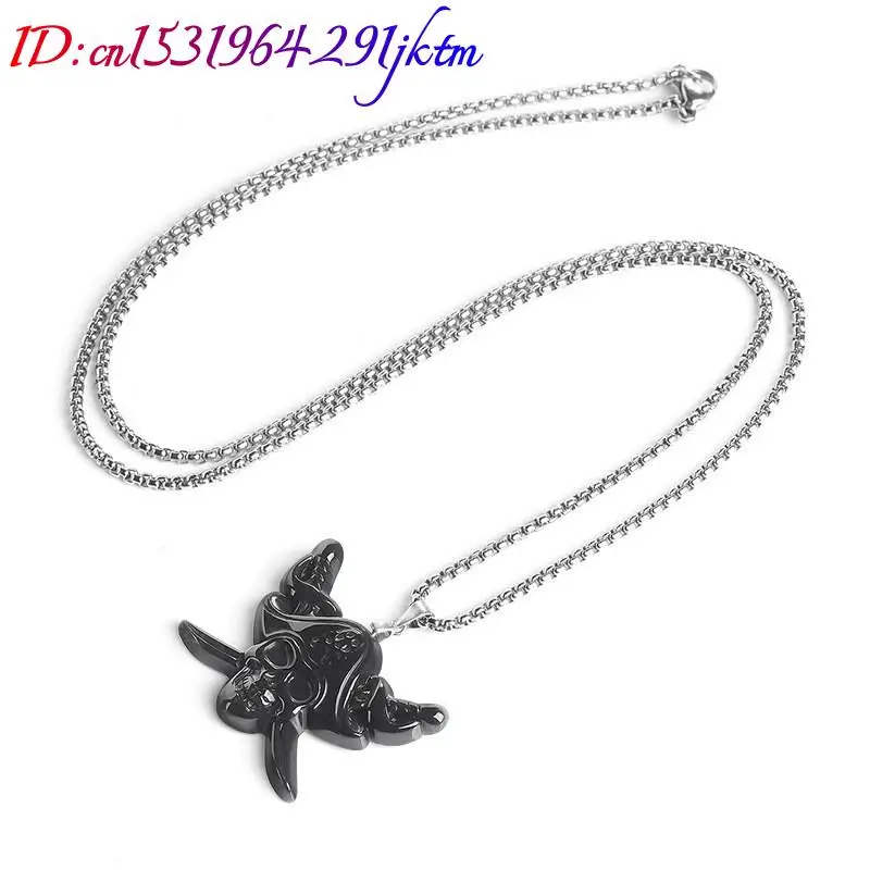 Burmese Jadeite Skull Pendant Necklace Vintage Real Jade 925 Silver Luxury Amulet Charm Gemstone Gifts for Women - view 3