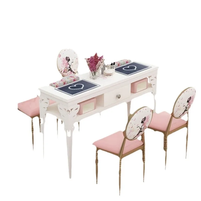 Simple modern nail desk and chair set economic single small white nail desk Double nail desk