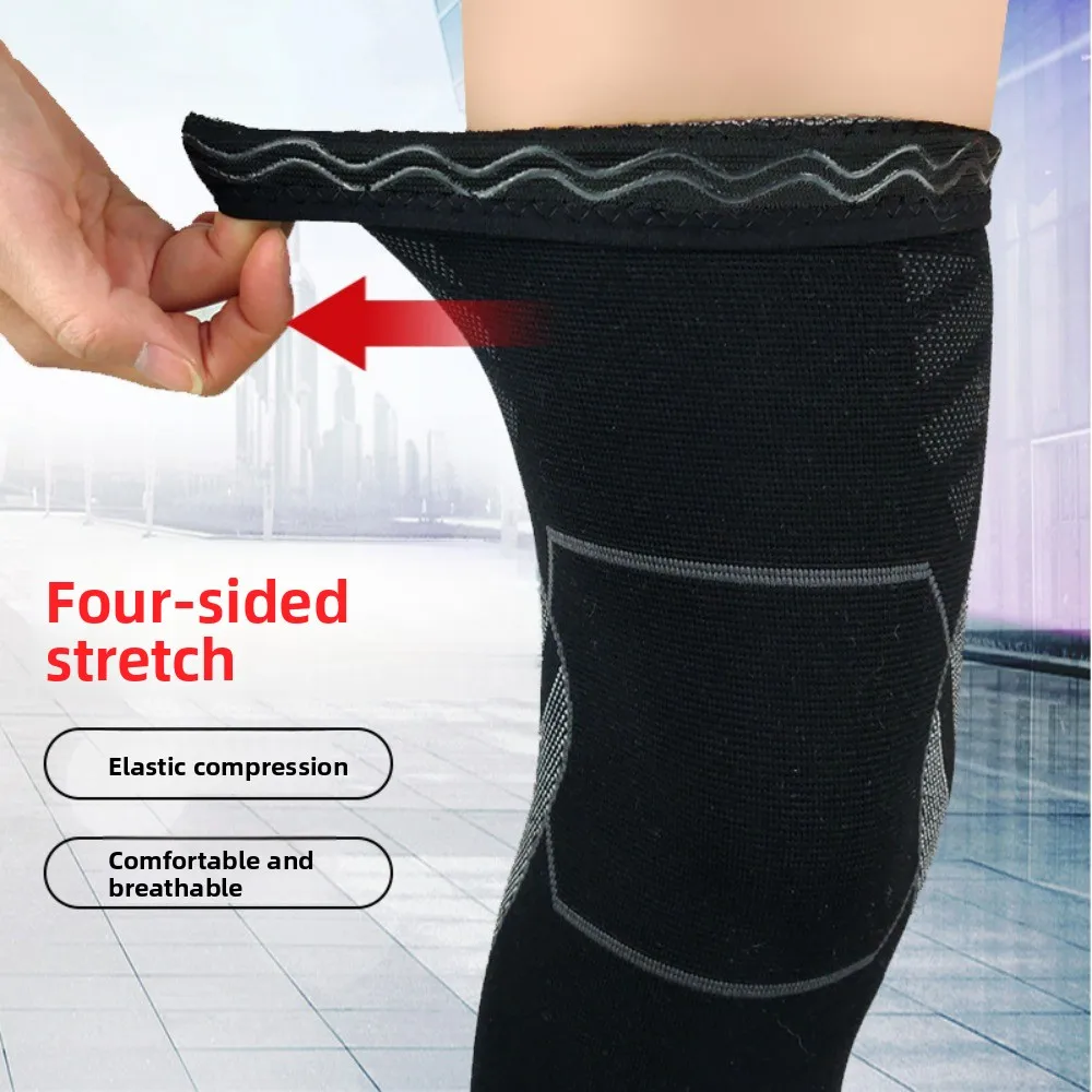 Extended Running Knee Pads Basketball Sports Breathable Silicone Anti-Slip Knee Calf Leg Sleeves for Sports