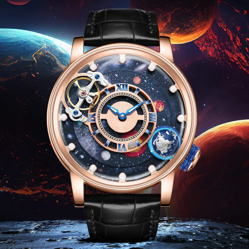 Reloj Hombre HANBORO Mechanical Watch for Men Brand Luxury Starry Sky Mens Waterproof Automatic Wristwatch Luminous Montre Homme