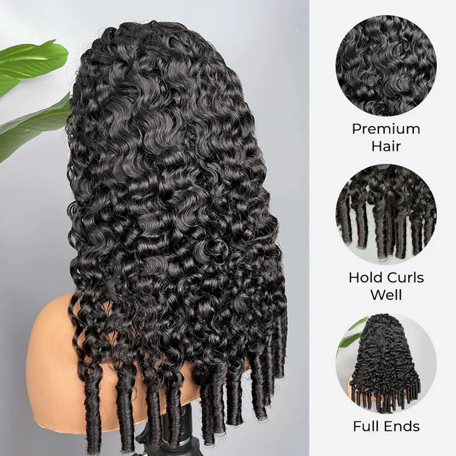 ISEE HAIR Wigs 13x6 Glueless Burmese Curly Lace Frontal Wig Pre Cut Pre Plucked Wigs Invisi Draw Strings 100% Human Hair Wigs