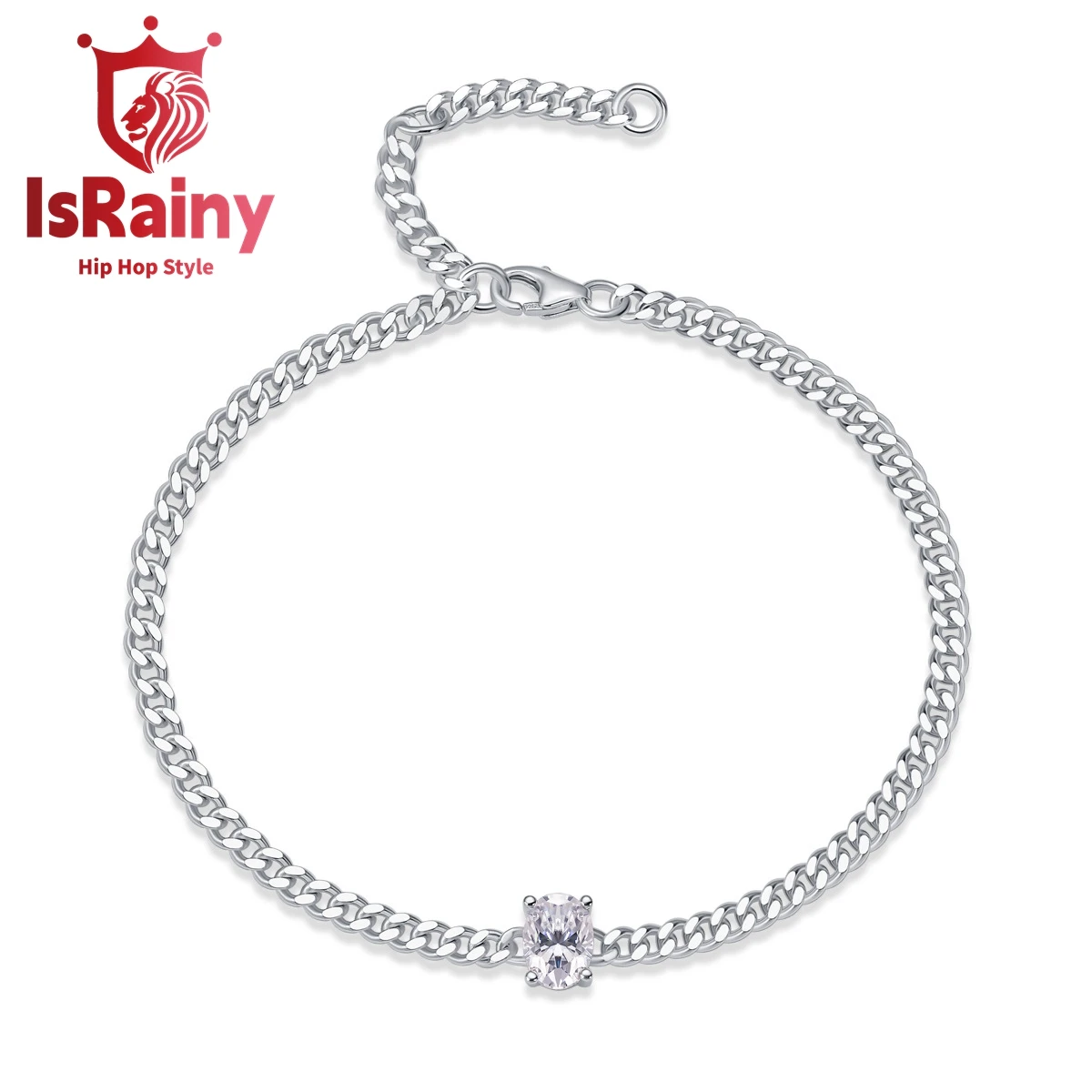 

IsRainy Hip Hop Rock 100% 925 Sterling Silver Oval Cut VVS1 D Real GRA Moissanite Diamonds Tennis Chain Bracelets Fine Jewelry