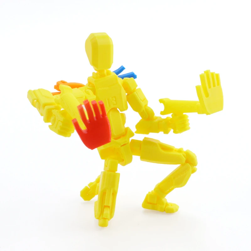 Figura de acción articulada impresa en 3D, humanoide amarillo con manos reemplazables, juguete para aliviar el estrés, decoración de escritorio