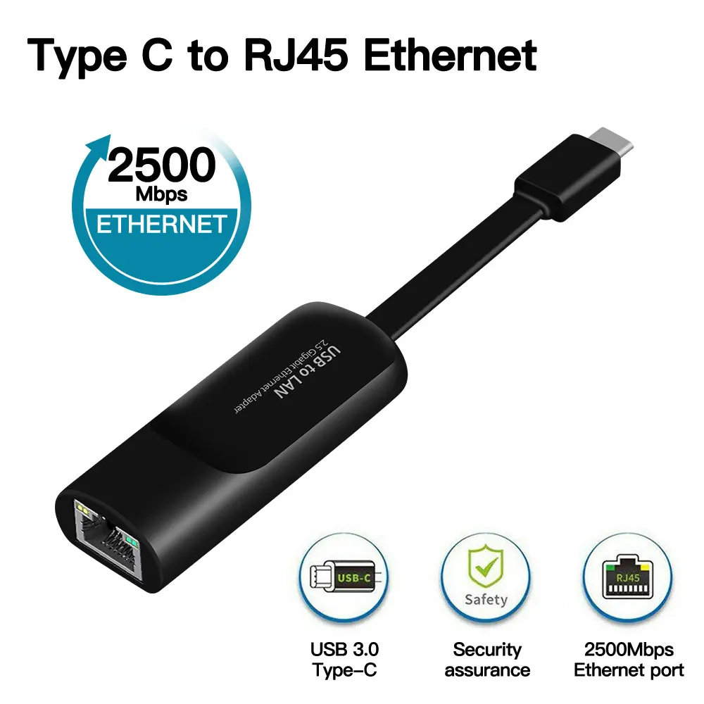 2.5G USB3.0 typ-C do RJ45 Lan Ethernet Adapter Hub 2500Mbps konwerter karty USB Adapter do komputera PC Macbook Windows Laptop