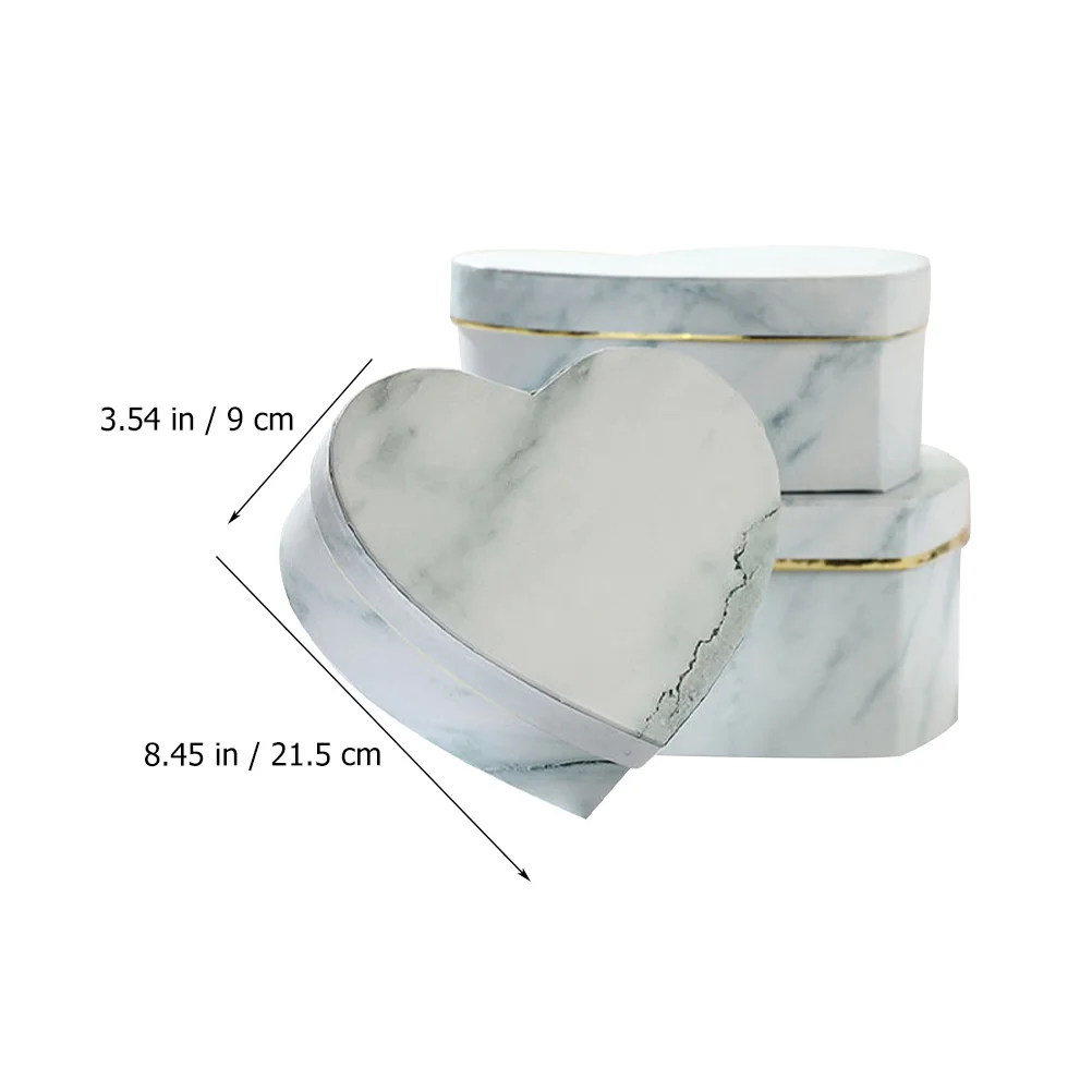 

3pcs Heart Shaped Gift Boxes Marble Edge Valentine Candy Flower Arrangement Wedding Party Favor Boxes Gifts Box For Gift
