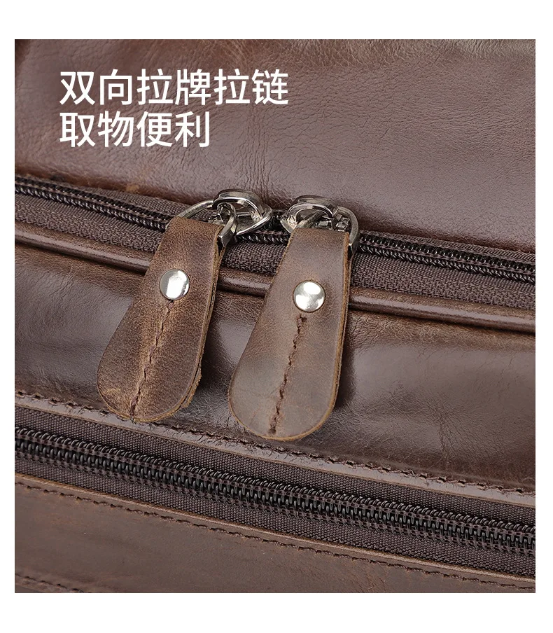 High Quality Genuine Leather Men Briefcase Business Bag Crazy Horse Leather Large 17'inch Laptop Bag Male Portfolio Office Case