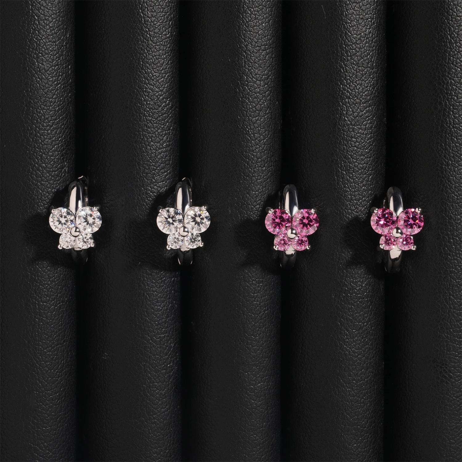 New European and American cross-border design, pure silver earrings with D-color moissanite, popular butterfly style, simple and