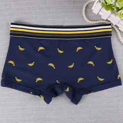 Women's Banana Print Cotton Boxer Briefs Wide Rim Mid Waist Upgraded Fabric Boyshort Breathable Women's Underwear Unisex panties