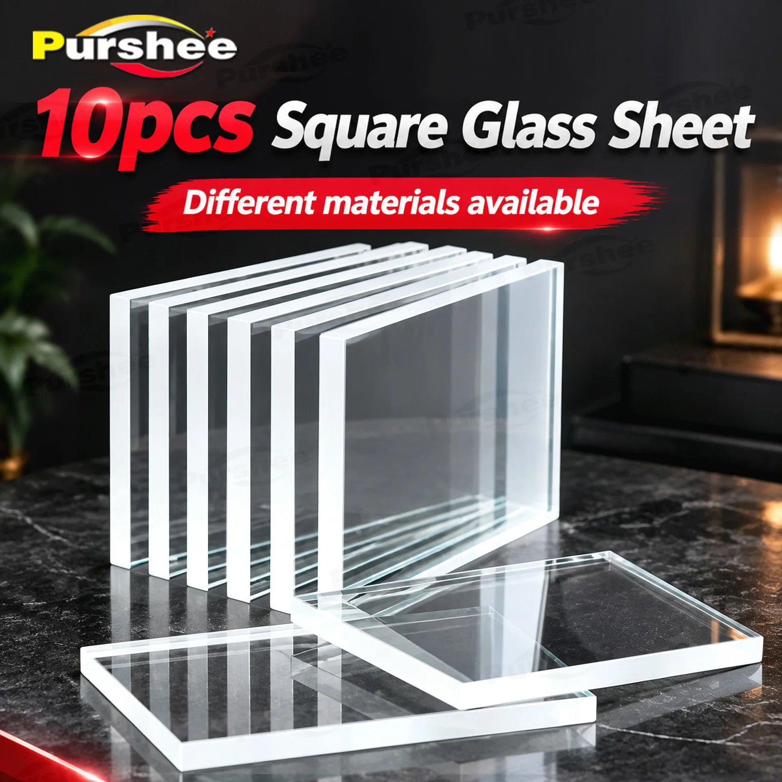 10pcs Laboratory Square Glass Sheet High Light Transmittance Different Material Specification Customizable Optical Glass Plate