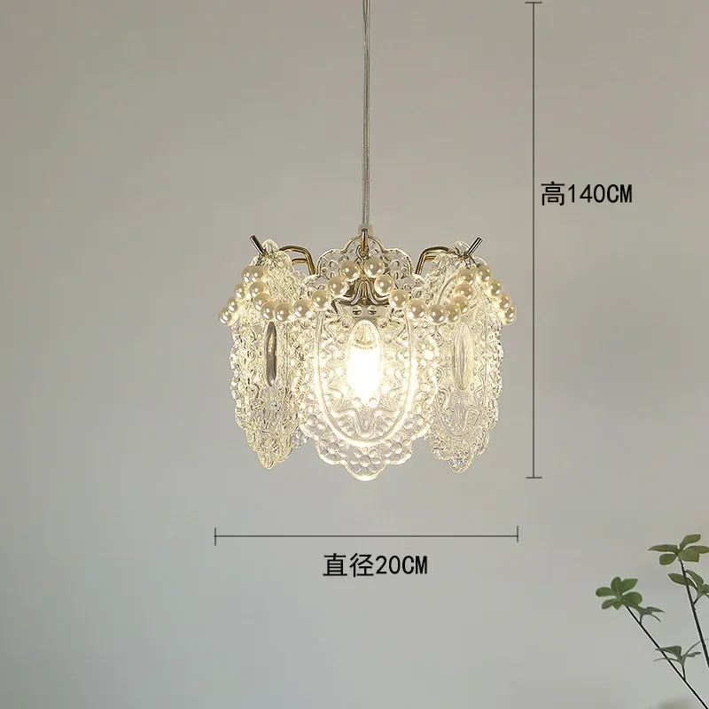 French Pastoral Master Bedroom Bedside Small Chandelier Modern Minimalist Retro Pearl Feather Girl Heart Aisle Bar Lamp