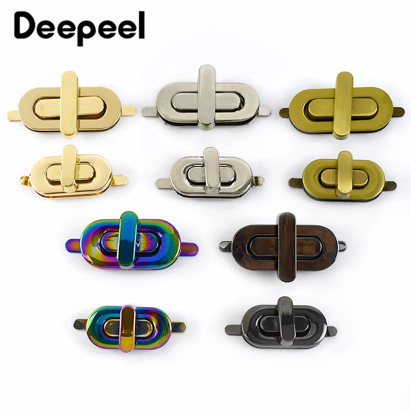 2/5Pcs Deepeel Oval Metal Bag Twist Turn Locks Buckle Purse Handbag Replacement Lock Clasp Closure Buckles Hardware Accessories