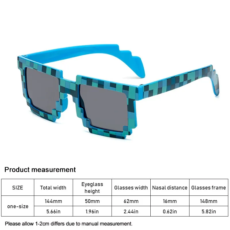 New Size SECCO Trendy Glasses Funny Party Vintage Plaid Square Sunglasses My World Personalized Color Sunglasses