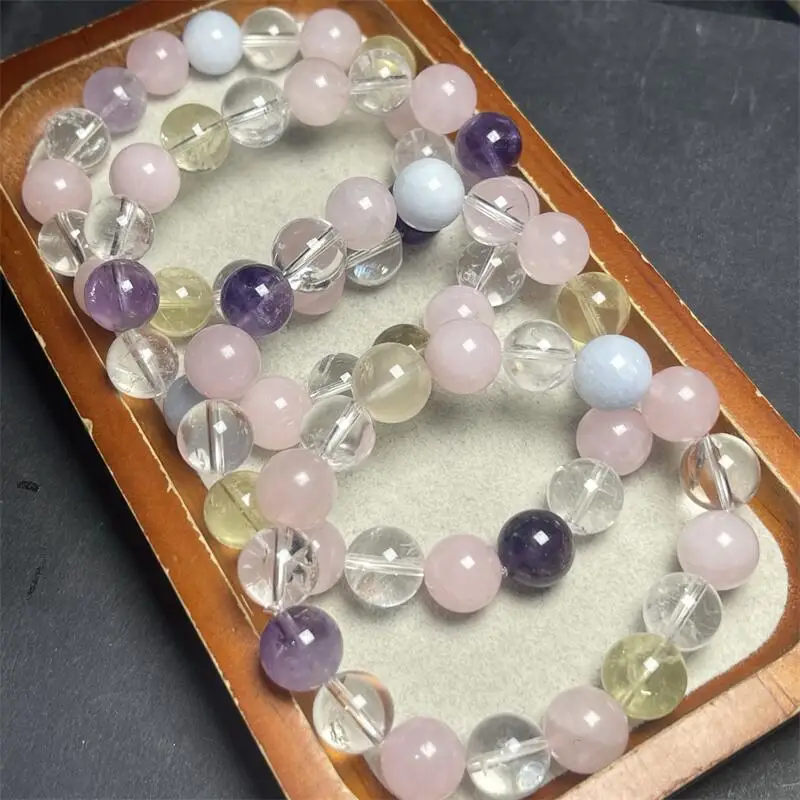 

12MM Natural Colored Quartz Bracelet Fashion Women Healing Jewelry Gemstone Reiki Energy Stone Gift 1pcs