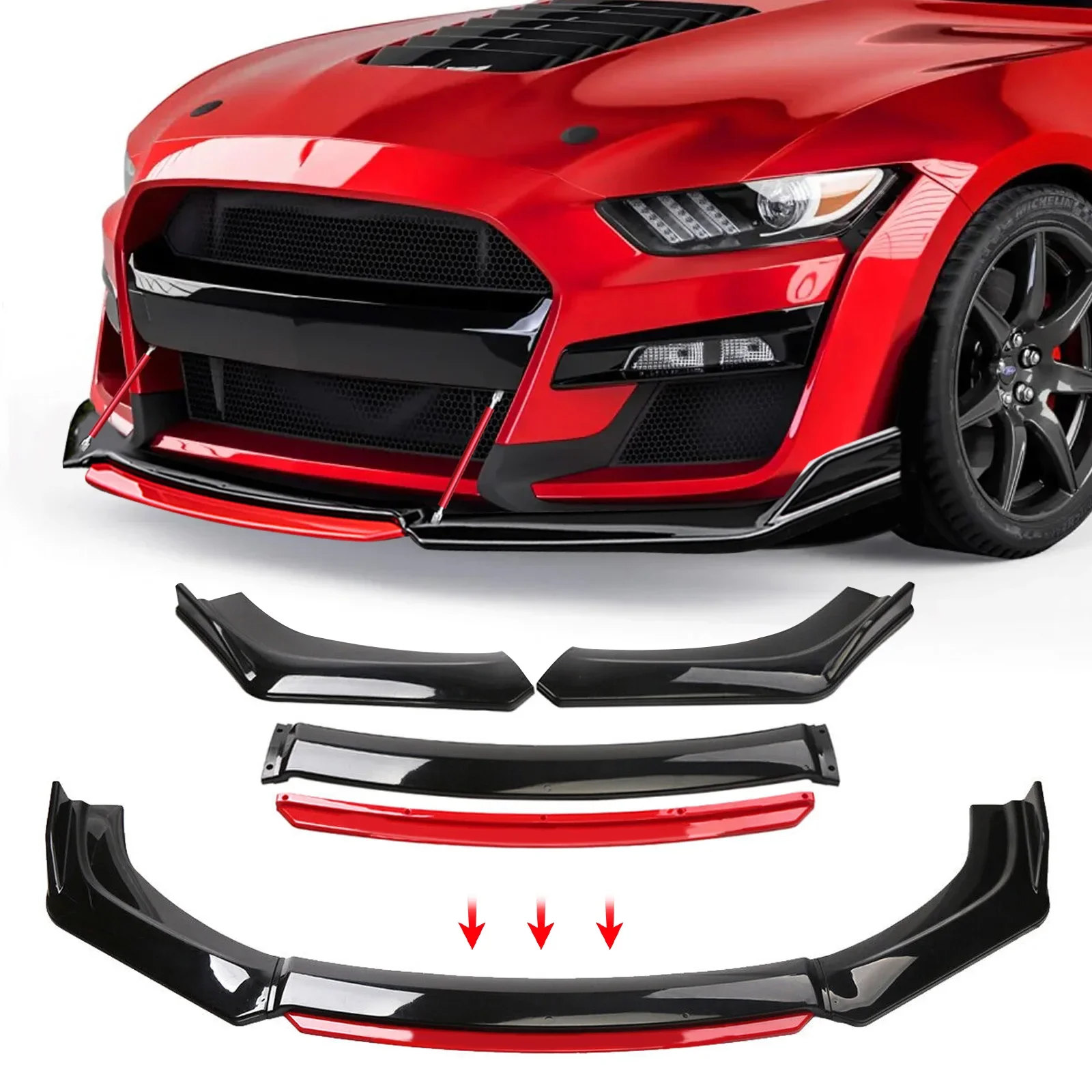 

черный автомобильный передний бампер, спойлер, диффузор, модификация кузова, устойчивость к столкновениям и царапинам, внешние аксессуары