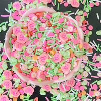 100g Cute peach blossom Flower Fimo Slice Mixed Leaf Daisy Polymer Clay Slime Sprinkles for Slime Filling DIY Decoration Crafts