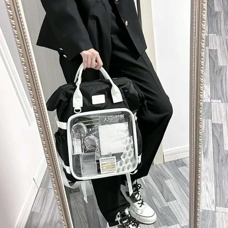 Japanese Fashion Y2k Aesthetic Backpack Fashion Casual Vintage Transparent Schoolbags Women All Match Ins Backpacks for Students