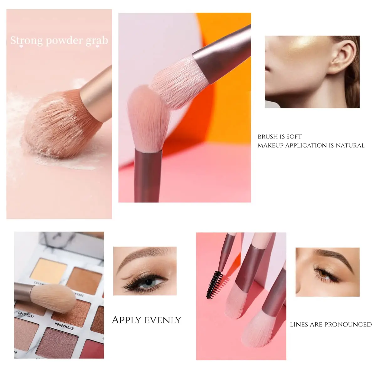 8PCS Travel Mini Make Up Brushes Set Portable Makeup Brushes Foundation Powder  Blush Eyeshadow Eyelash Makeup Brushes For Women