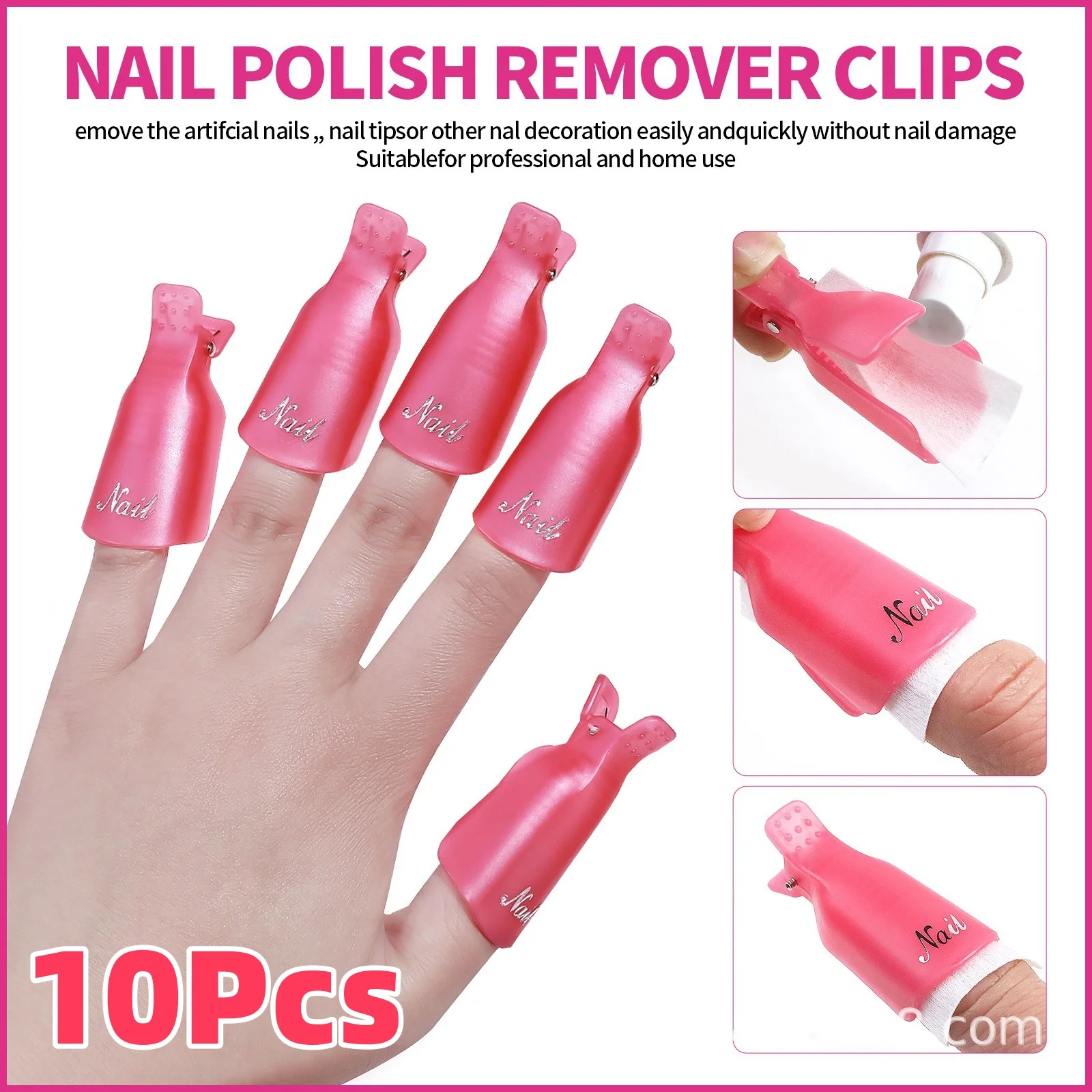 10Pcs Nail Art Remove Clip Colorful Acrylic Soak Off Cap Clips for Nails Cleaning Manicure UV Gel Polish Manicure Finger Wraps &