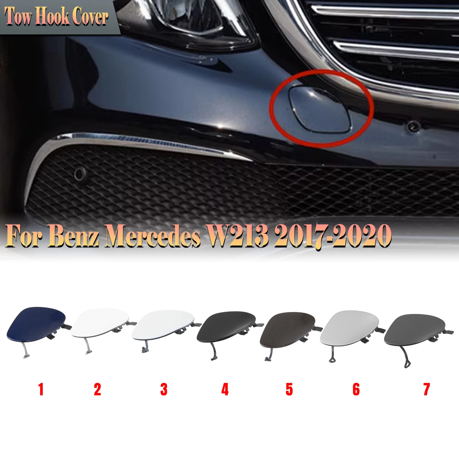 

For Mercedes Benz E Class W213 S213 2017-2020 E300 E350 E400 Luxury Rear Bumper Tow Hook Cover Trailer Tow Access Cap 2138850222