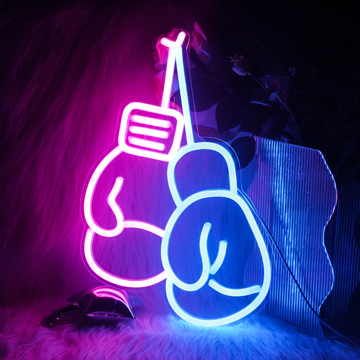 Boxing Gloves LED Neon Sign Lamp Gym Commercial Light Boxing Training Room LED Colour Decor Light Acrylic Wall Hanging Neon