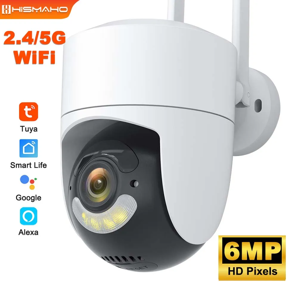 Tuya 5G WIFI IP Camera 6MP Alexa Google Home Outdoor PTZ Security Protection CCTV Video Surveillance Motion detection NVR