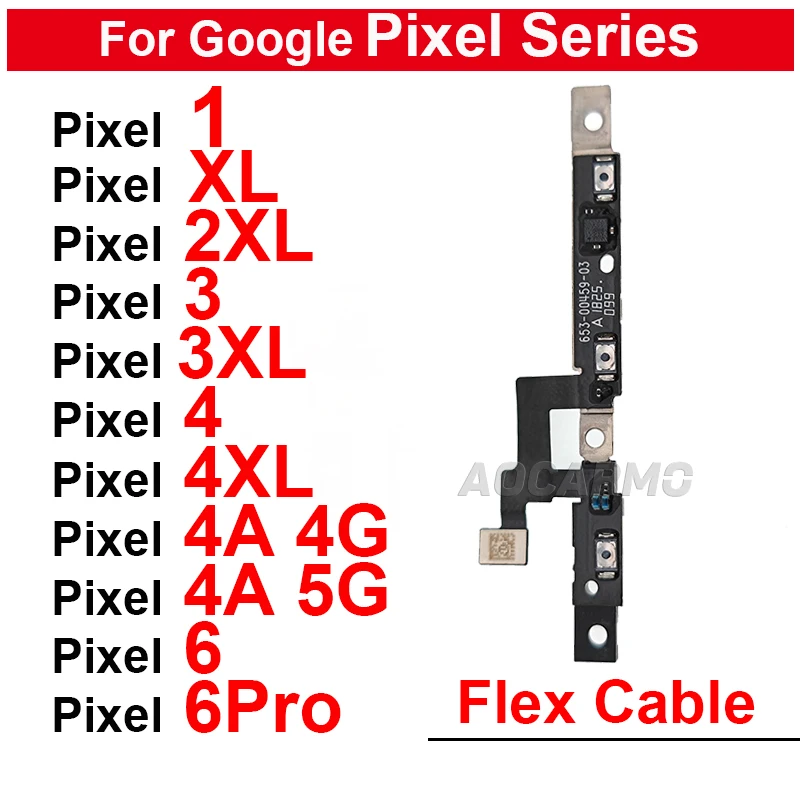 Power Volume Buttons Flex Cable For Google Pixel 2 3 4 XL 2XL 3XL 4XL 4A 4G/5G 5a 6A 6 7 Pro Replacement Part