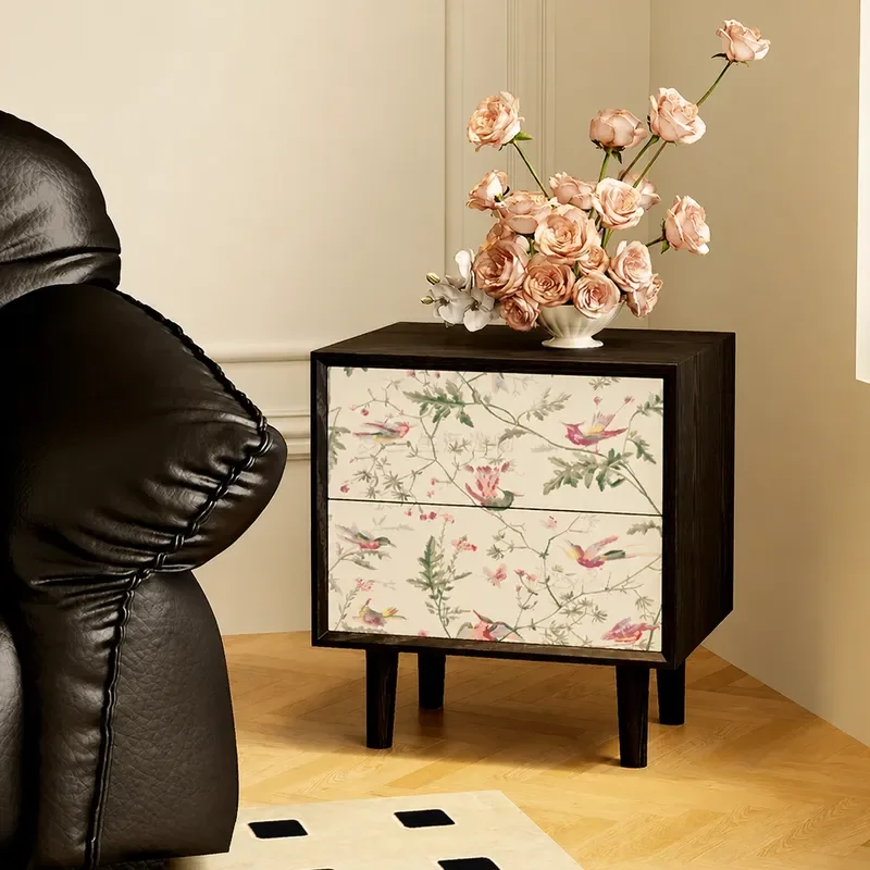 American Country Style Solid Wood Bedside Table Integrated Storage Locker Simple Side Cabinet for Bedroom Living Room