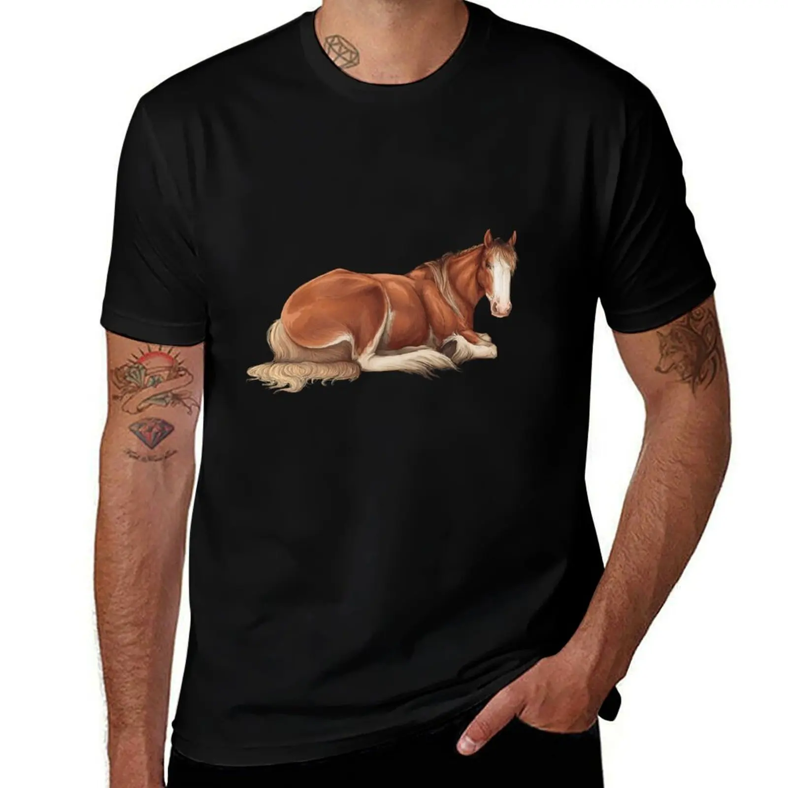 

Horse Laying Down T-Shirt Graphic Print Short Sleeve T-Shirt