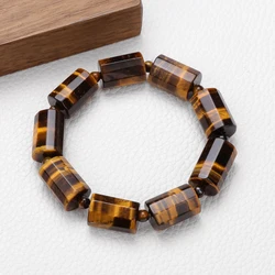 Genuine Natural Stone Tiger Eye Bracelets For Men Women High Quality Tibetan Buddha Cylinder Square Beads Bangles Prayer Jewelry