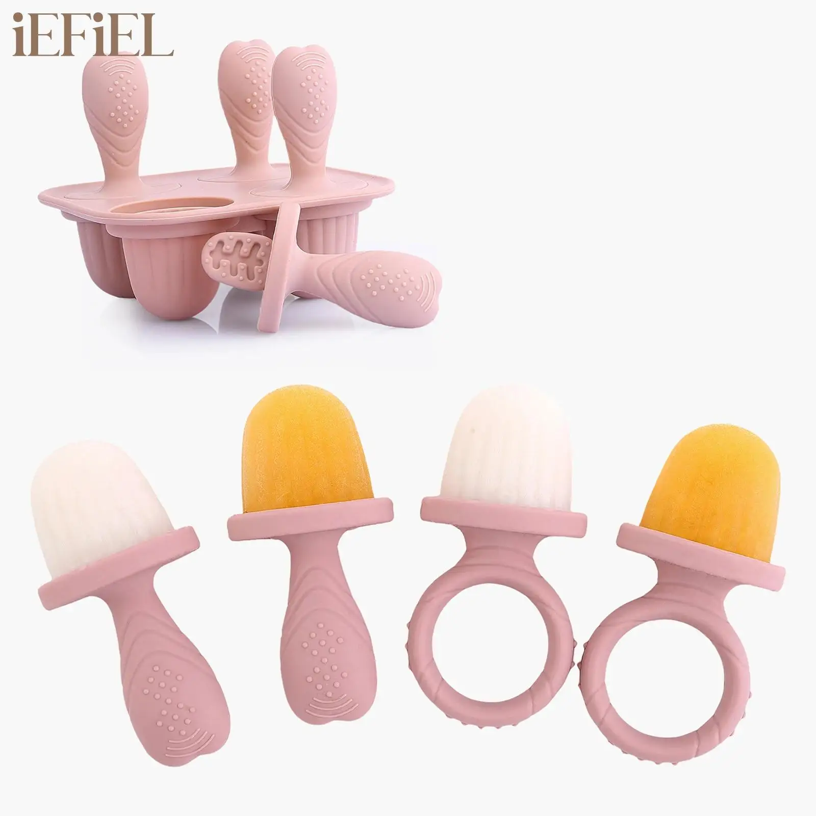 

Food Grade Teething Popsicle Mold Silicone Ice Cream Mold Easy Demould Tray for Baby Bite Feeding Tableware Non-Sticky Pacifiers