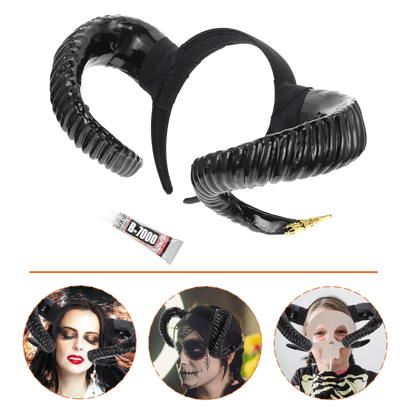 Diadema de diablo para Halloween, diadema de cuerno de oveja simulada, ajuste cómodo para niños y adolescentes, accesorios de Cosplay para fiesta de Halloween