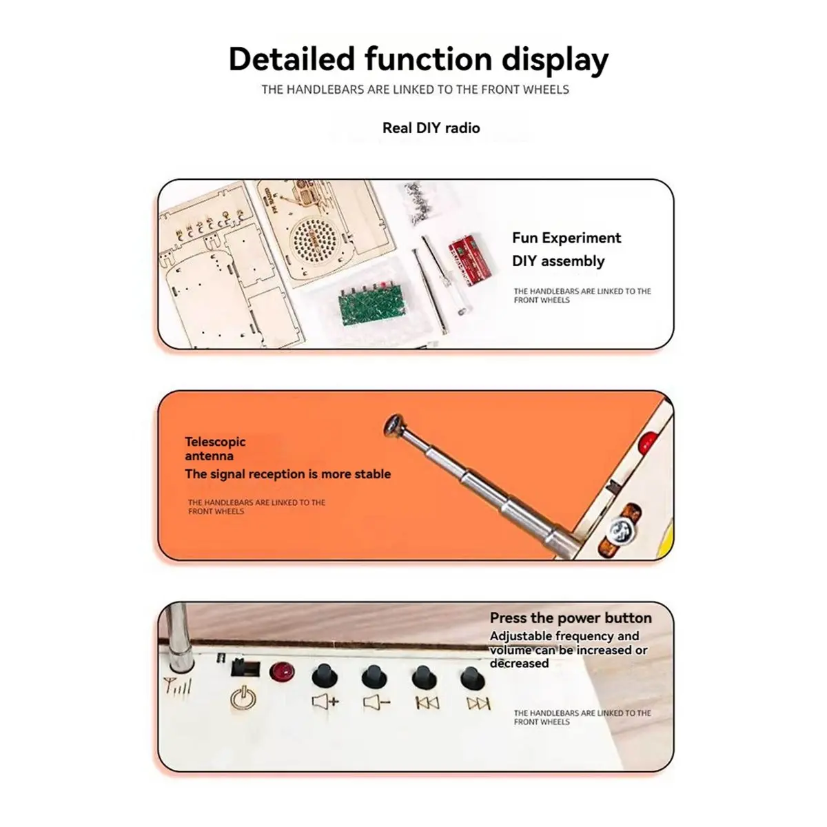 N94R Build A Radio Kit Wood Radio Electronic Learning Set Interactive Building Toys Scientific Experimental Kits for Kids