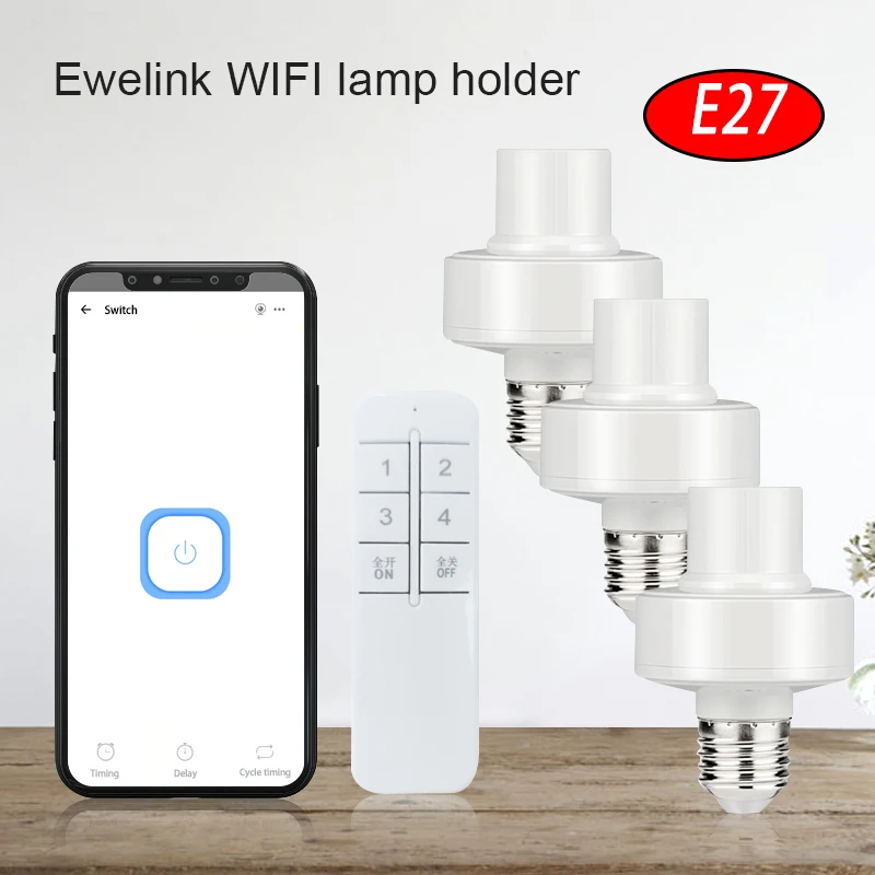 

Wifi Smart Light Bulbs Adapter Mini E27 Lamp Holder Remote Remote Control Smart Home Alexa Google Home IFTTT Alice SmartThings