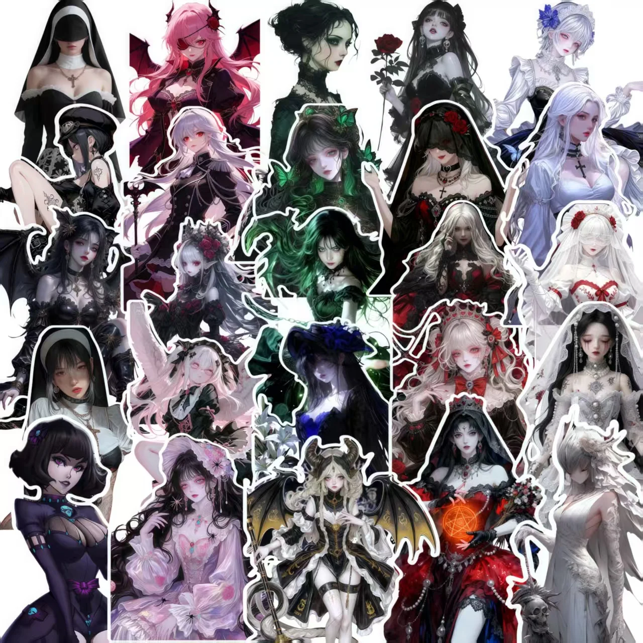 Dark Fantasy Gothic Demon Girl Stickers Graffiti Art Waterproof Decal Gift Toys for Laptop Phone Bottle Luggage Scrapbook Decor