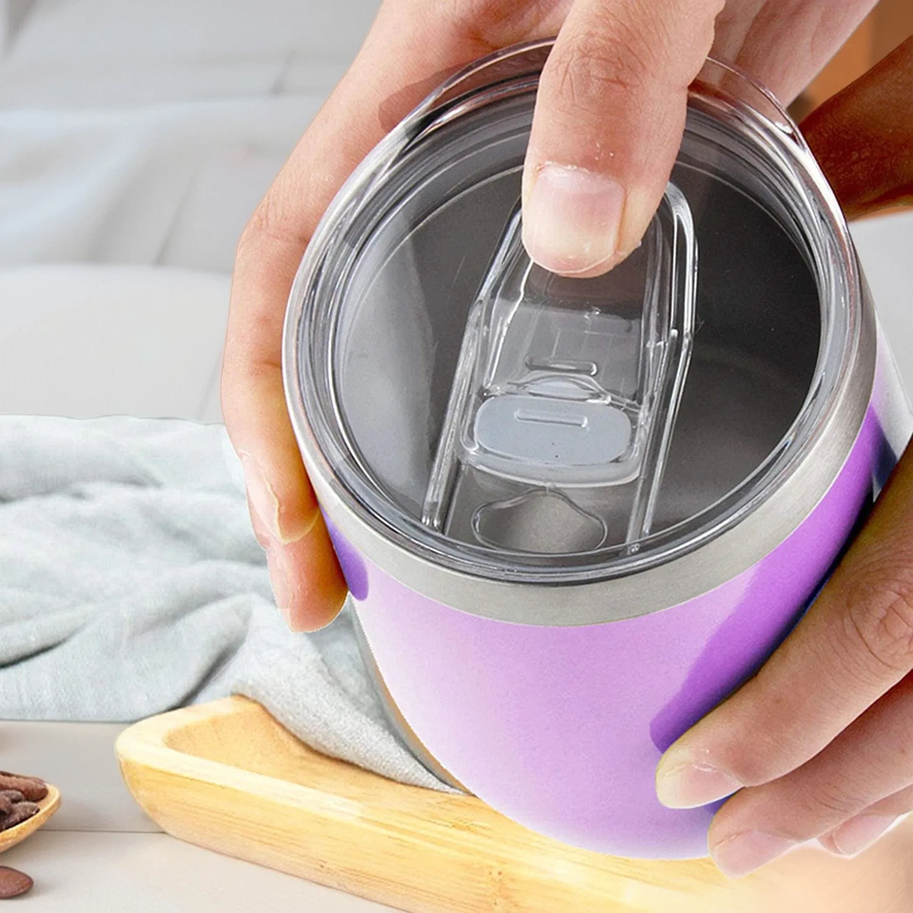 12oz Egg Cup Sealing Sliding Lid, Replacement Lid for Wine Glasses, Suitable for Eggshell Cups with an Inner Diameter of 7.4cm