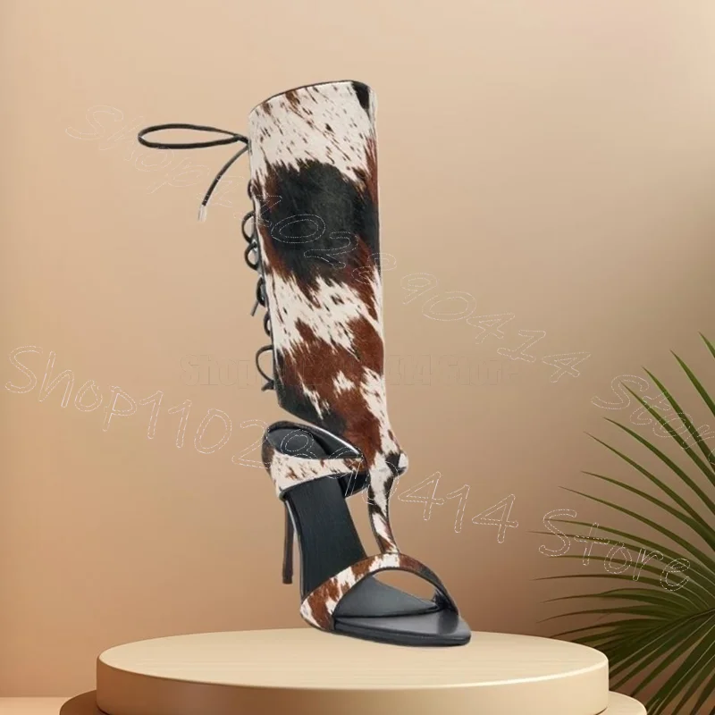 

Ink Painting Print Strappy Open Toe Sandals Boots Back Strap Women Shoes Thin High Heels Party Banquet 2026 Zapatos Para Mujere